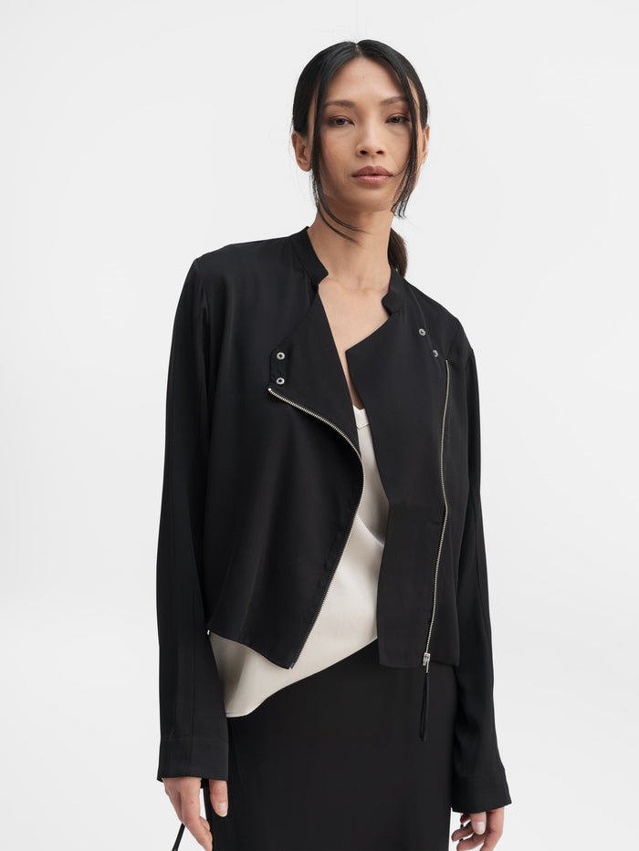 Ahlvar Chei Silk Biker Blouse Black