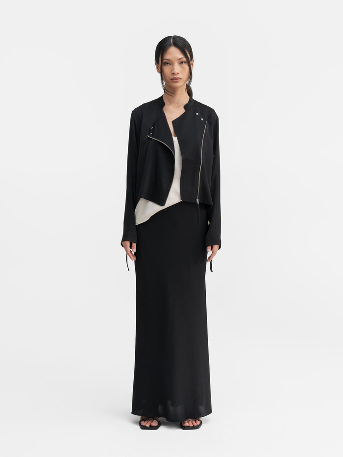 ahlvar Chei silk biker blouse black