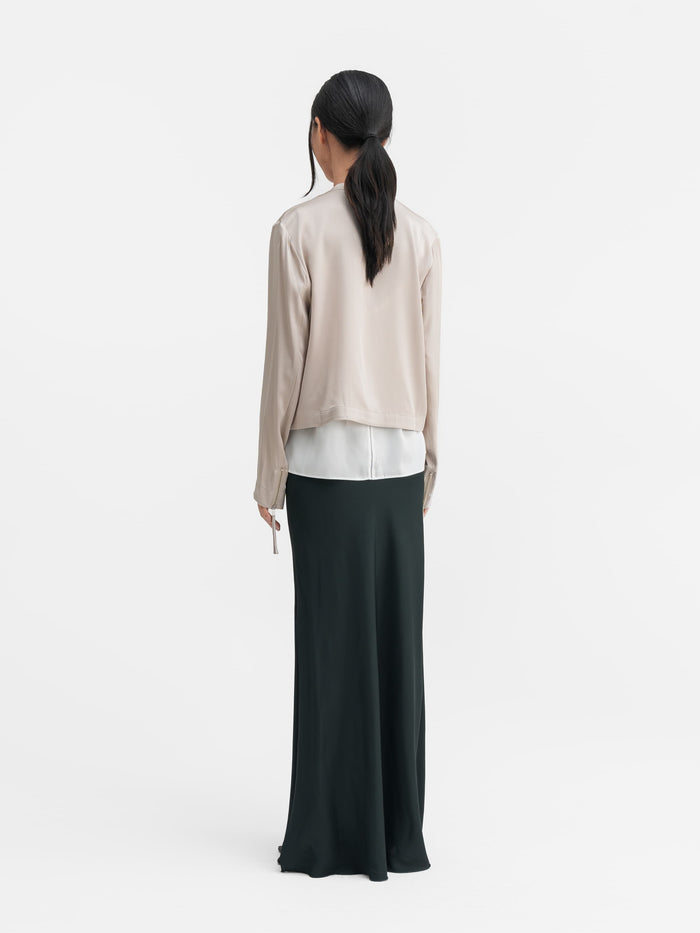 Ahlvar Chei Silk Biker Blouse Greige