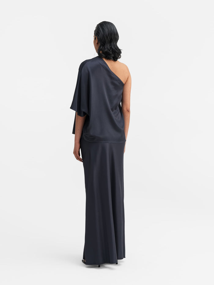 Ahlvar Ella Satin Blouse Blue Grey