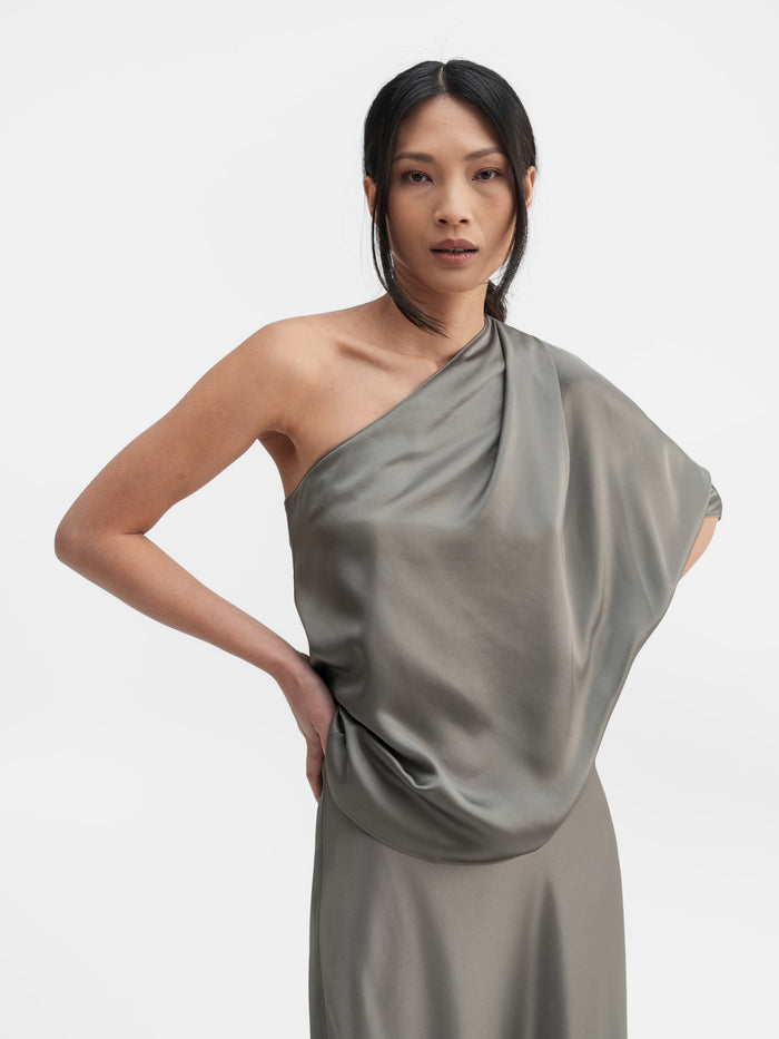 Ahlvar Ella Satin Blouse Light Military