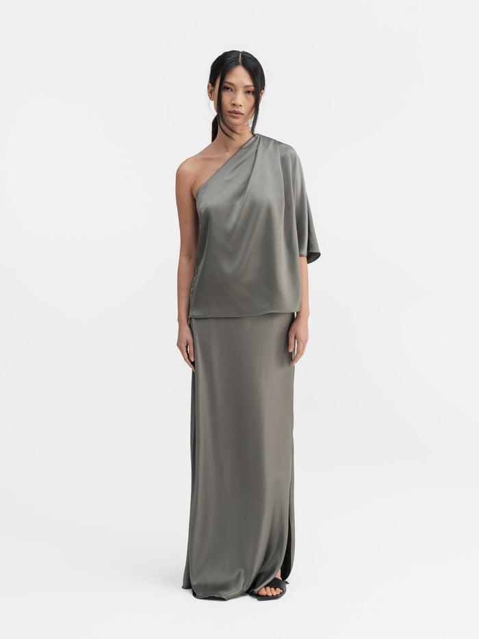 ahlvar Ella satin blouse light military