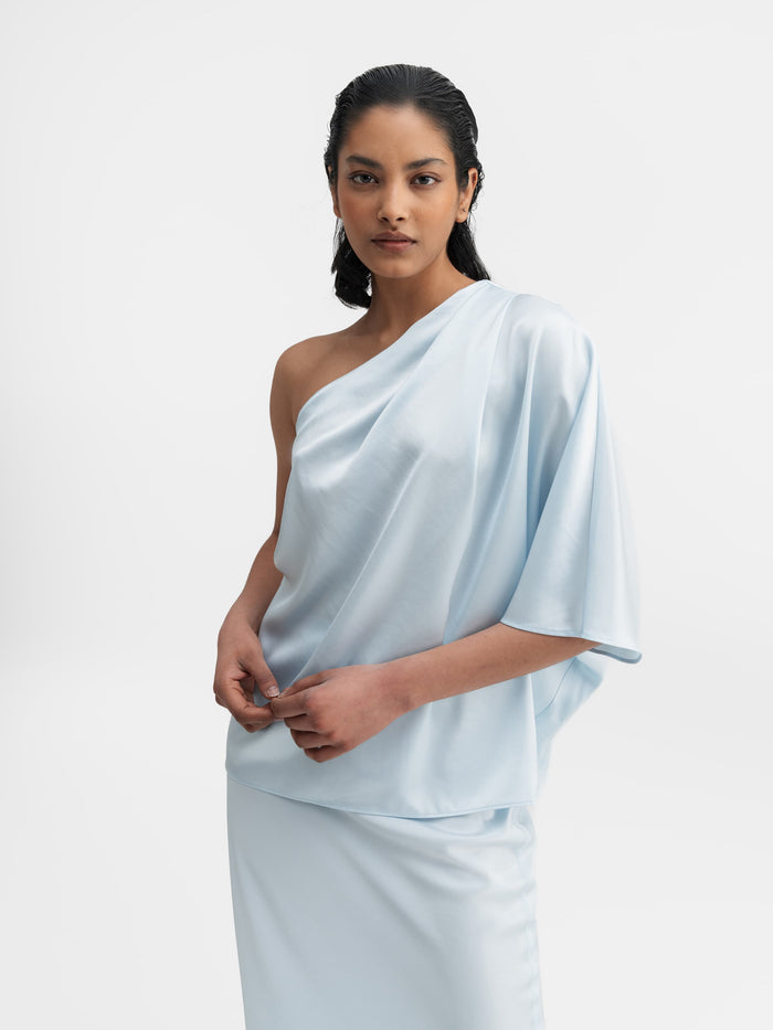 Ahlvar Ella Satin Blouse Sky Blue