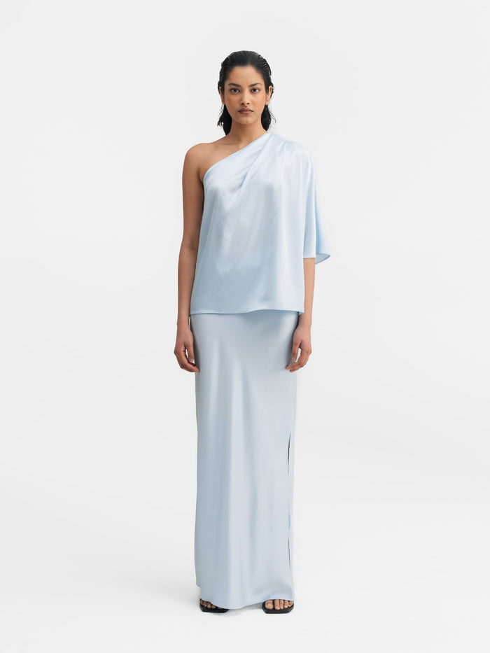 ahlvar Ella satin blouse sky blue