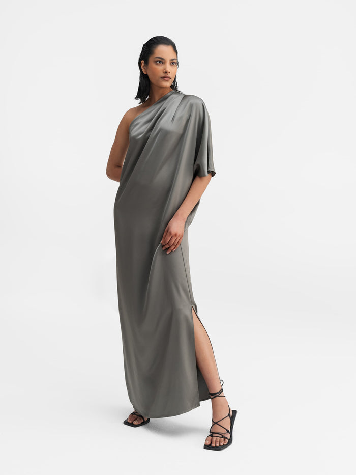 ahlvar Ella satin dress light military