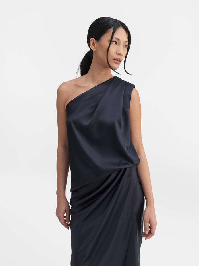 Ahlvar Elle Satin Tank Blue Grey