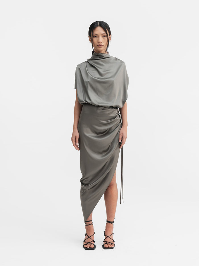 Ahlvar Haley Satin Dress Light Military