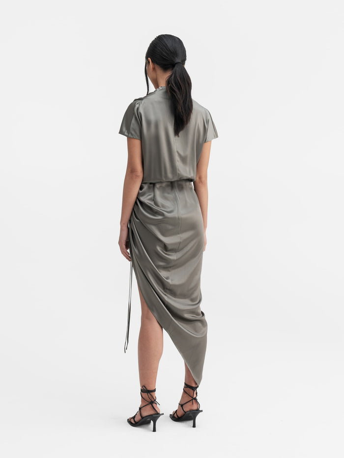 Ahlvar Haley Satin Dress Light Military