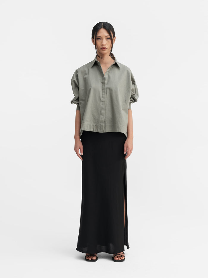 Ahlvar Hana Long Silk Skirt Black