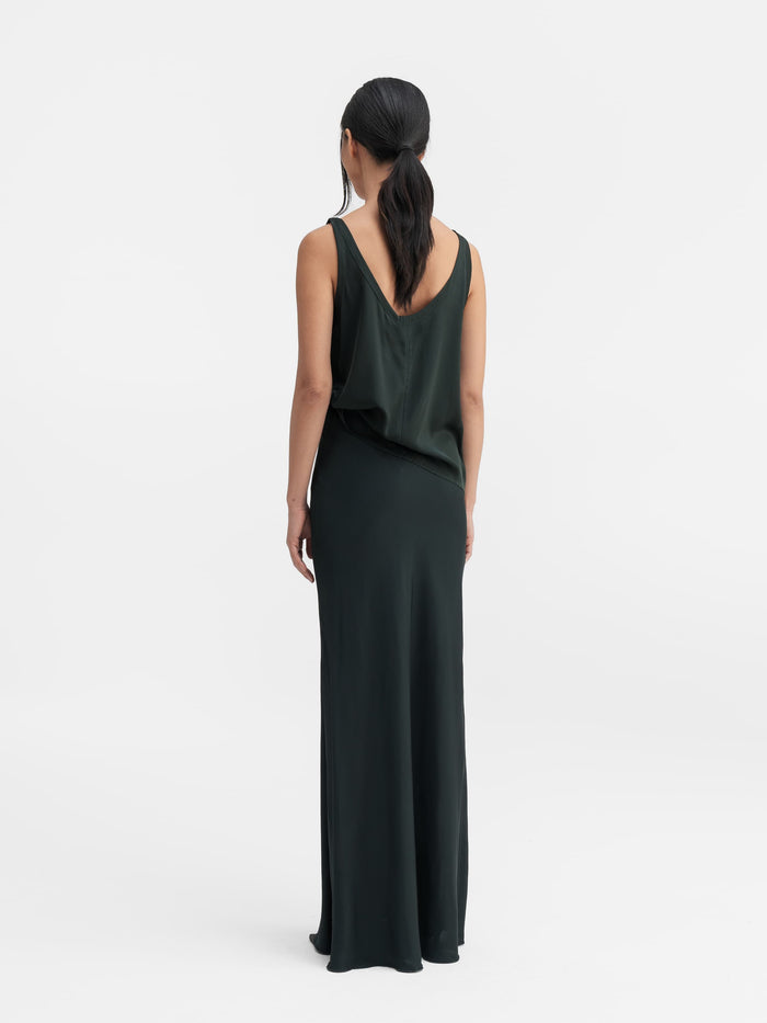 Ahlvar Hana Long Silk Skirt Deep Forest