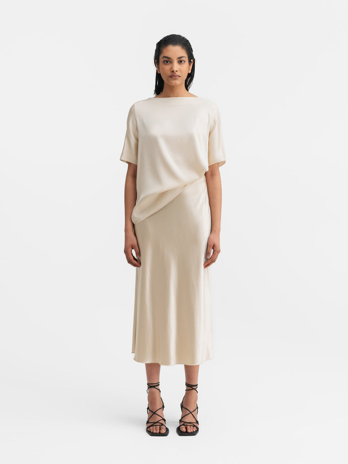 Ahlvar Hana Satin Silk Skirt Cream