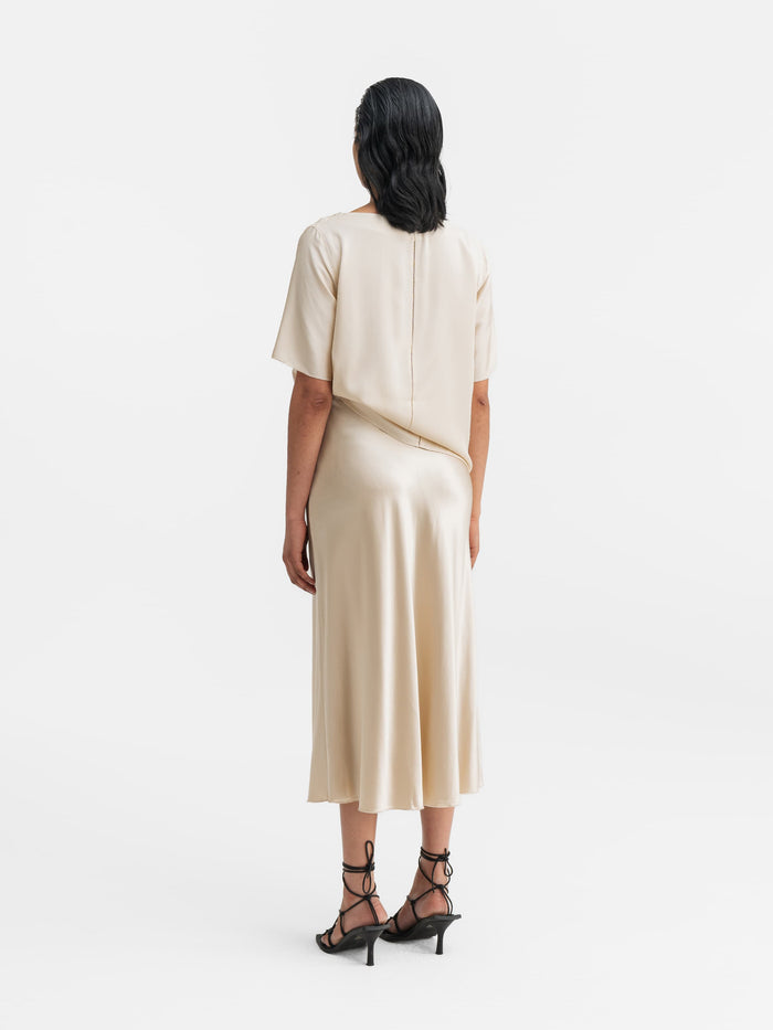Ahlvar Hana Satin Silk Skirt Cream