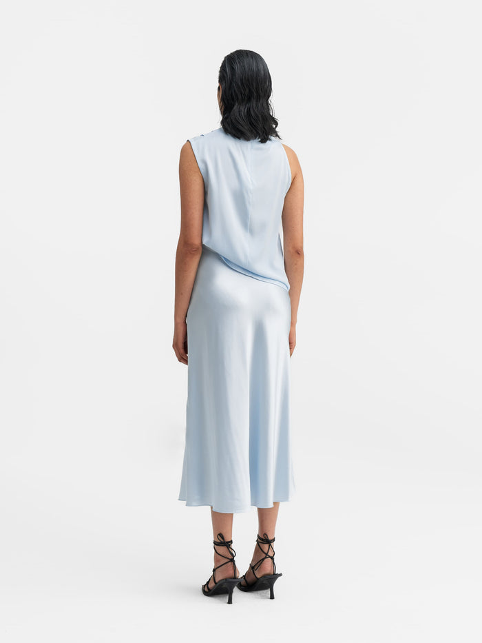 Ahlvar Hana Satin Silk Skirt Sky Blue