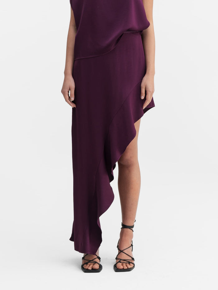 ahlvar Hida frill skirt dark berry