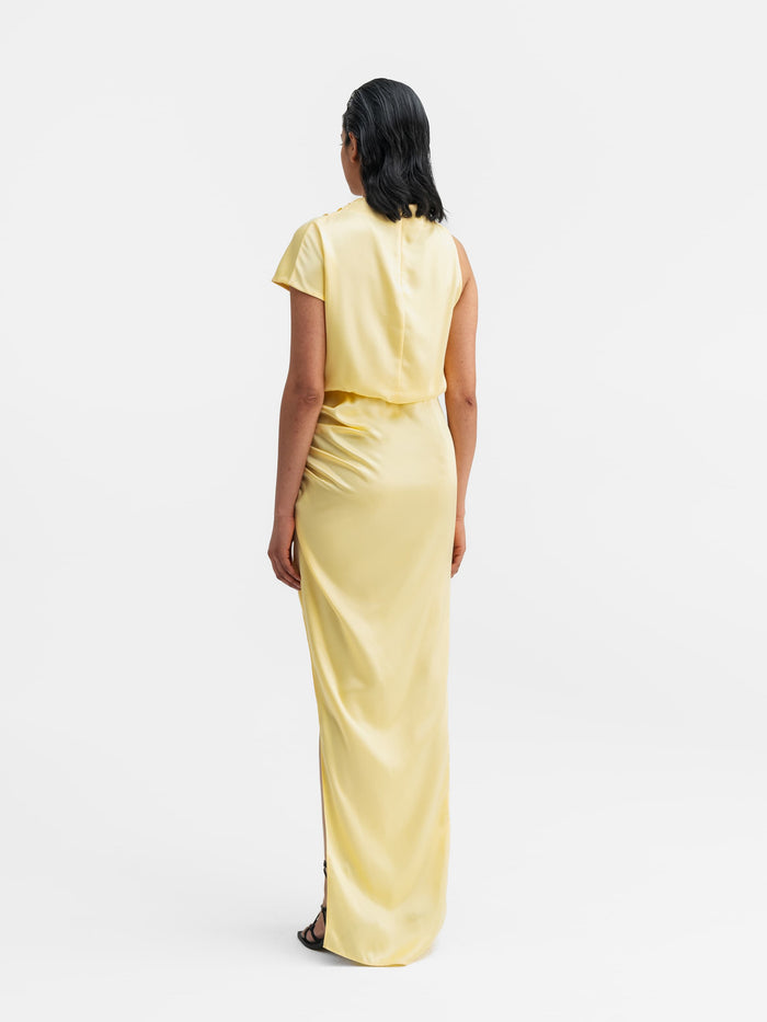 Ahlvar Iris Satin Dress Light Yellow