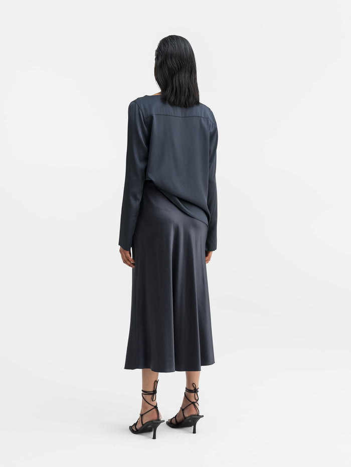 Ahlvar Kelly Silk Blouse Blue Grey