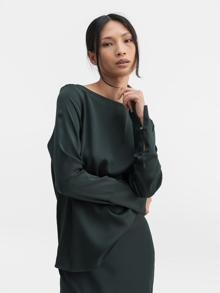 Ahlvar Kelly Silk Blouse Deep Forest