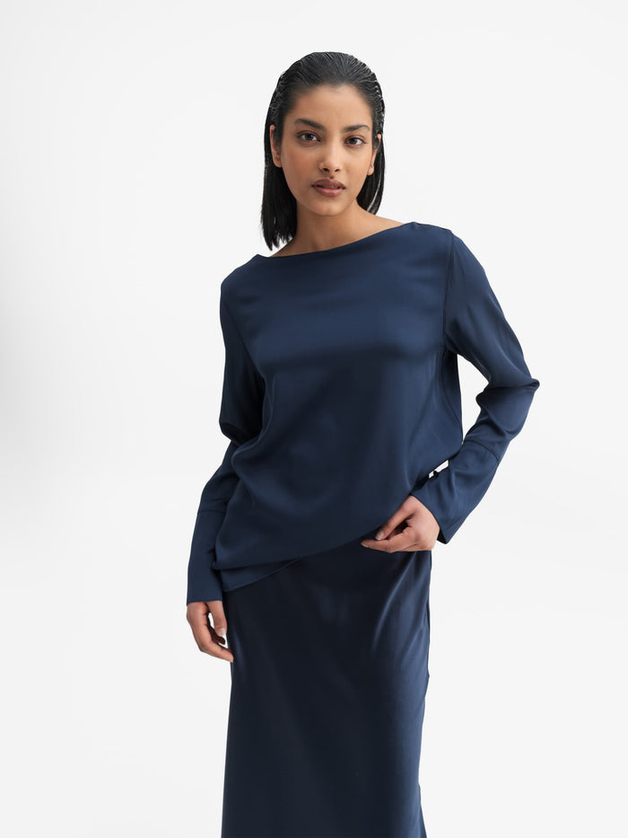 ahlvar Kelly silk blouse midnight blue