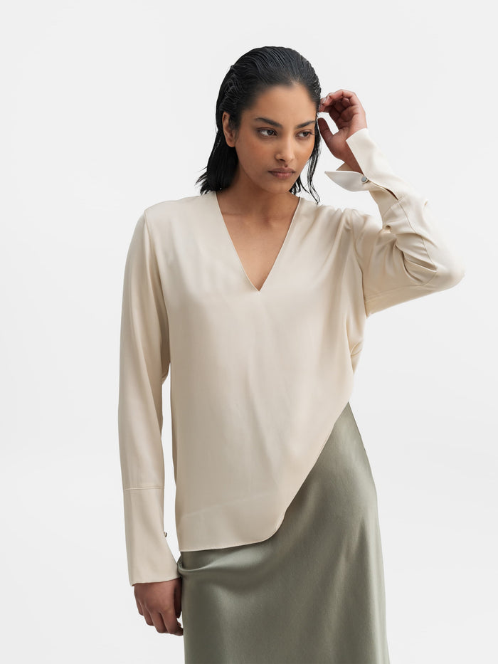 ahlvar Kelly v-neck silk blouse cream