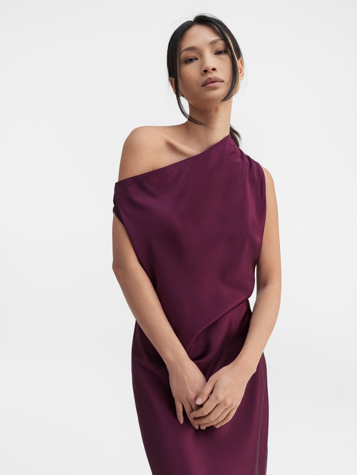 Ahlvar Lacy Satin Dress Dark Berry