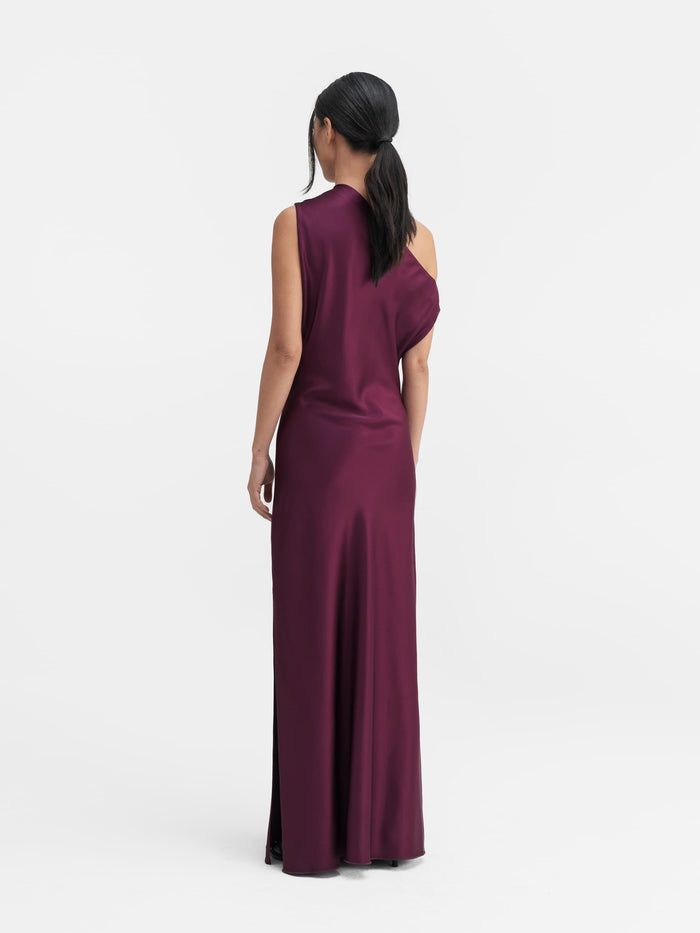 Ahlvar Lacy Satin Dress Dark Berry