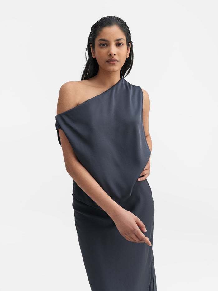 ahlvar Lacy silk tank blue grey