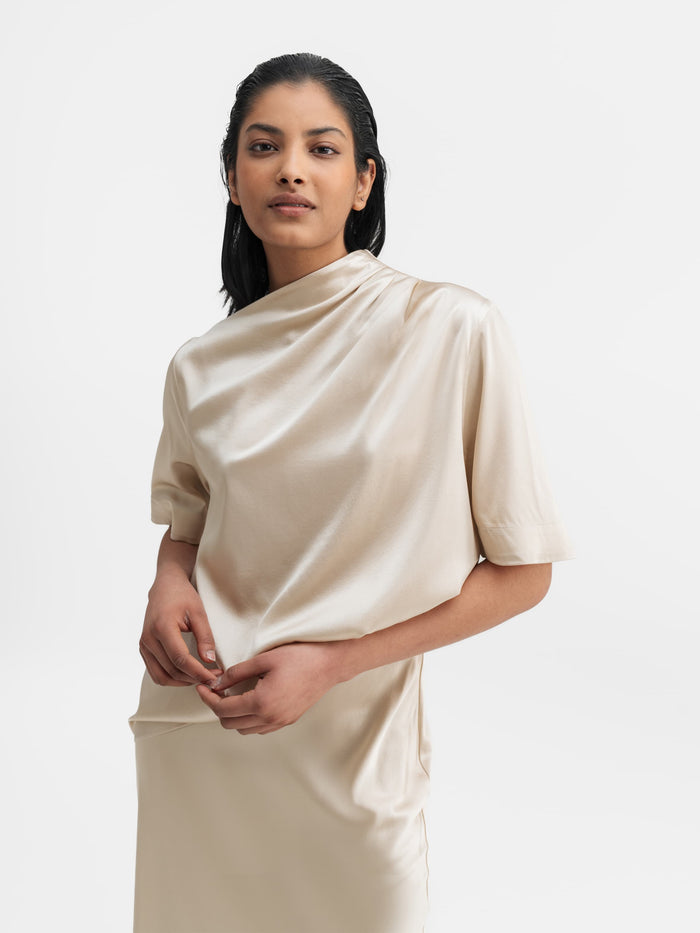ahlvar Lima satin silk tee cream