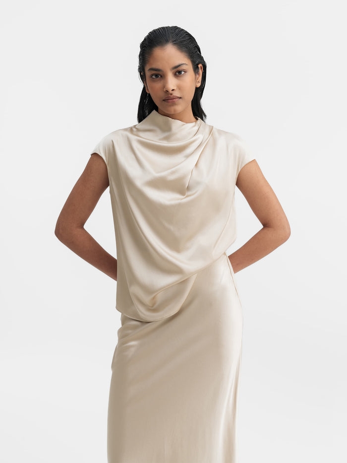 Ahlvar Lima Satin Silk Top Cream
