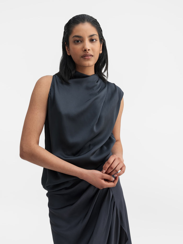 ahlvar Lima silk tank blue grey