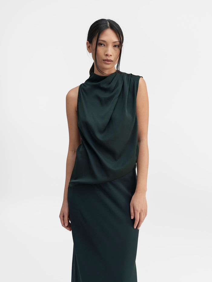 ahlvar Lima silk tank deep forest