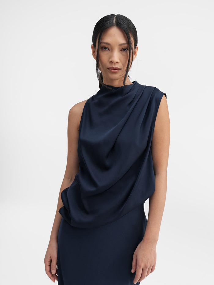 Ahlvar Lima Silk Tank Midnight Blue
