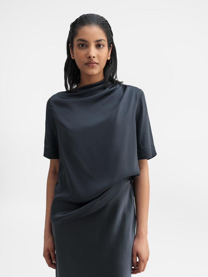 Ahlvar Lima Silk Tee Blue Grey