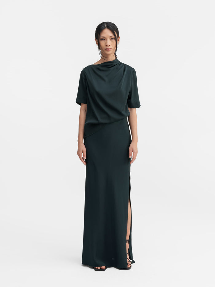 ahlvar Lima silk tee deep forest