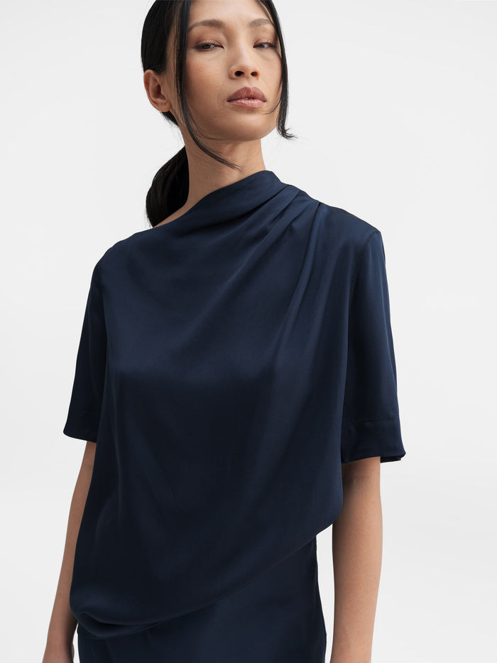 Ahlvar Lima Silk Tee Midnight Blue