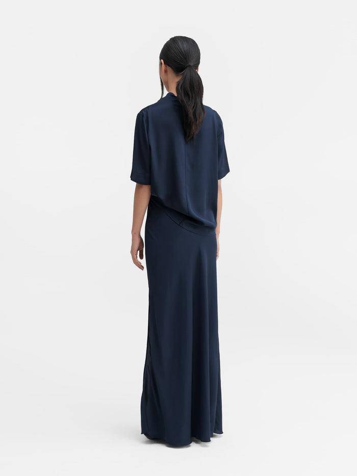 Ahlvar Lima Silk Tee Midnight Blue