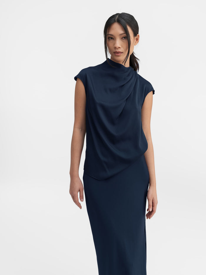 Ahlvar Lima Silk Top Midnight Blue