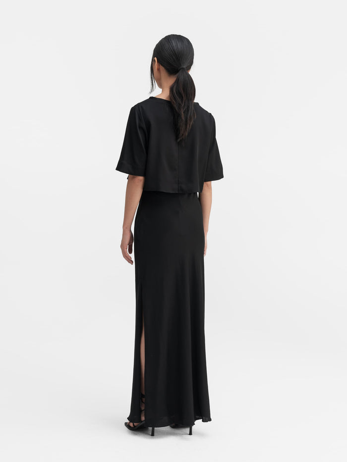 Ahlvar Lola Cropped Silk Tee Black