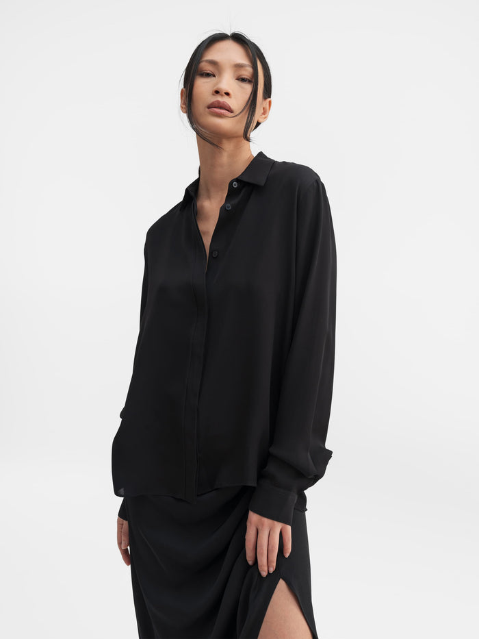 ahlvar Mia silk shirt black