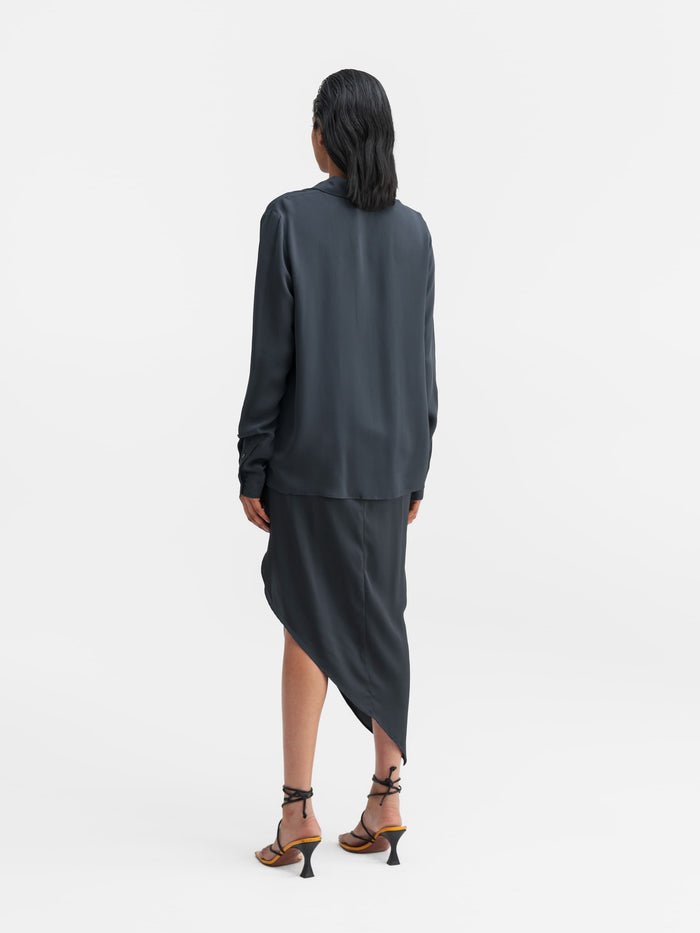 Ahlvar Mia Silk Shirt Blue Grey