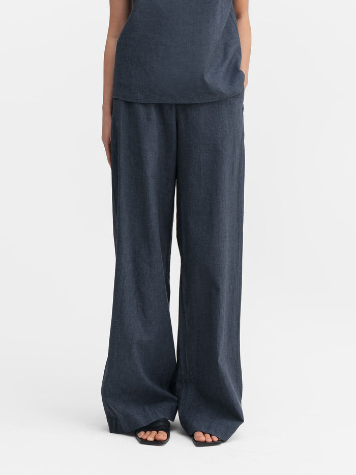 ahlvar Miley linen trousers blue grey