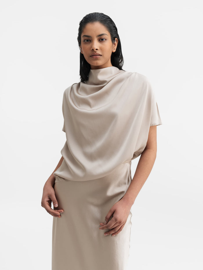 Ahlvar Milly Silk Top Greige