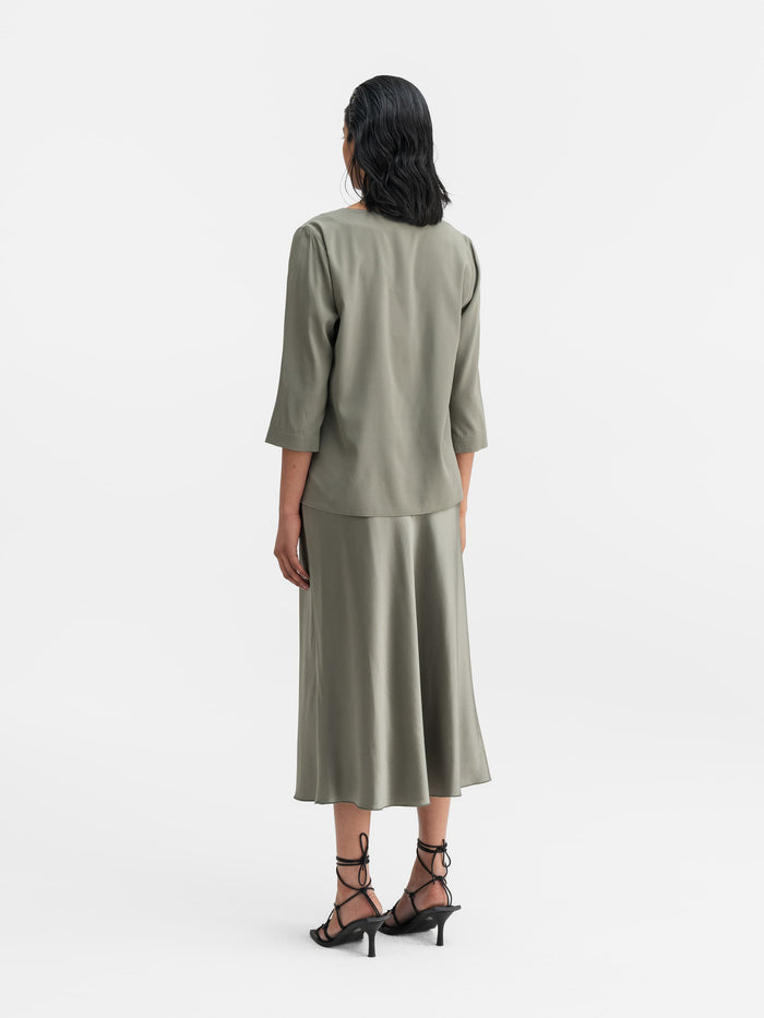 Ahlvar Nala Silk Blouse Light Military