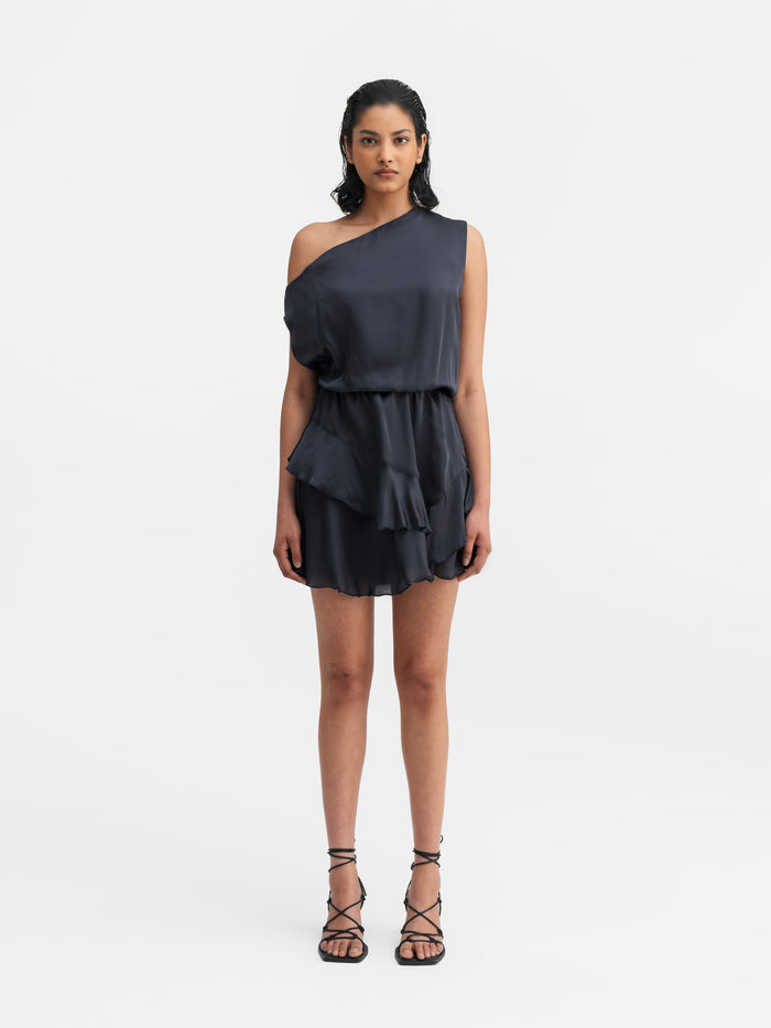 Ahlvar Nelly Silk Dress Blue Grey