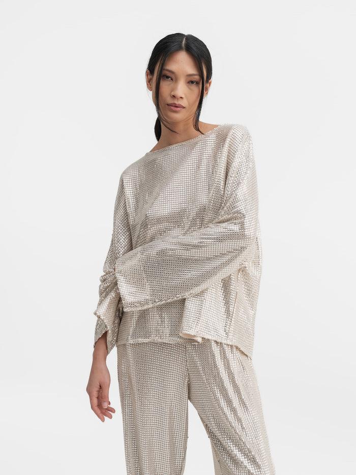 ahlvar Nina sequin blouse cream