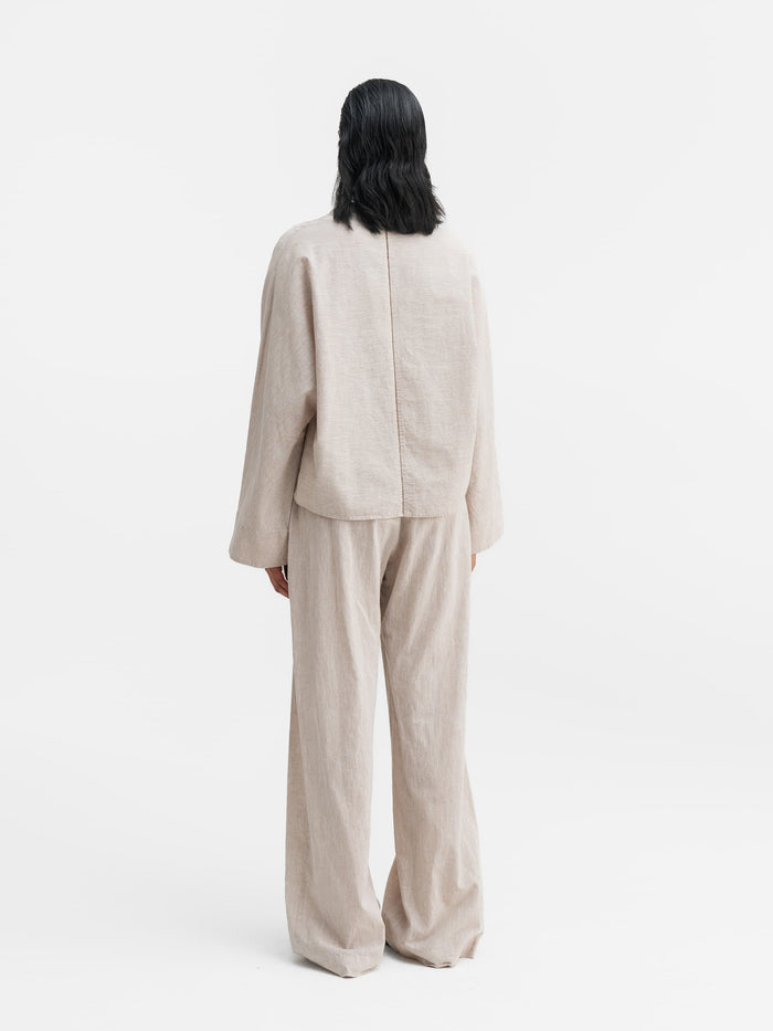 Ahlvar Nina V-neck Linen Blouse Cream