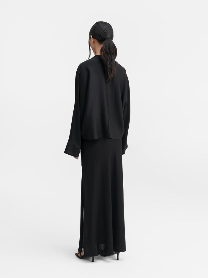 Ahlvar Nina V-neck Silk Blouse Black