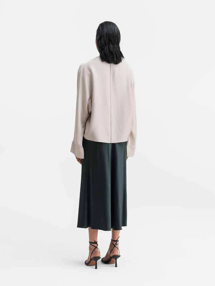 Ahlvar Nina V-neck Silk Blouse Greige