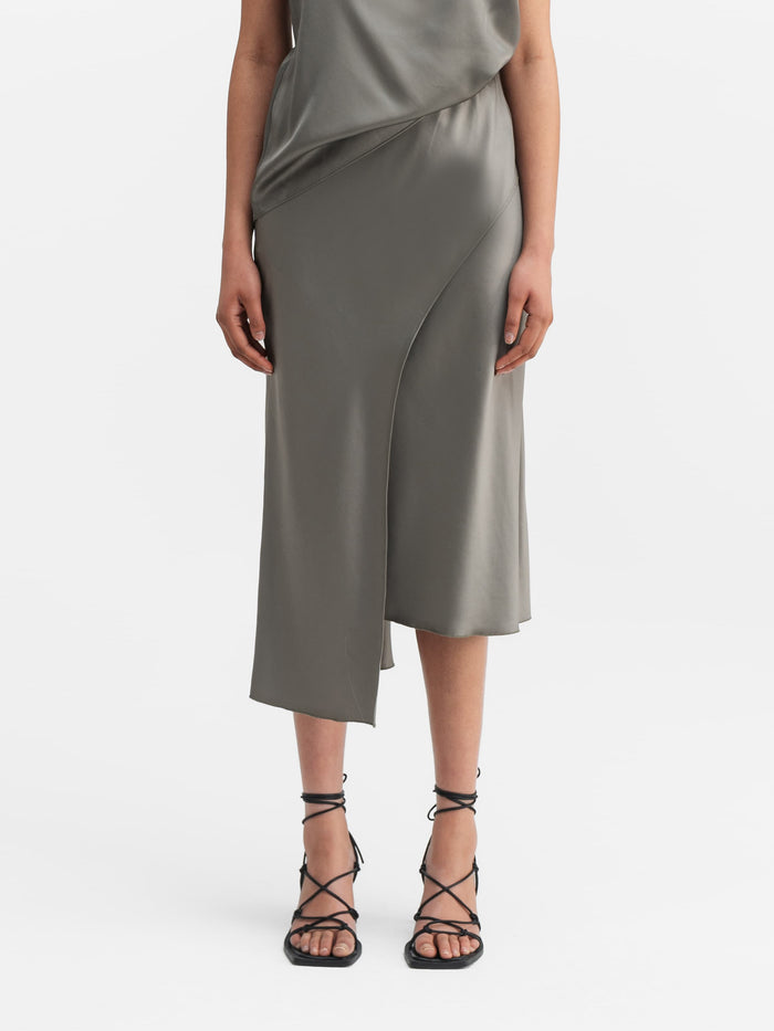 Ahlvar Saya Satin Skirt Light Military