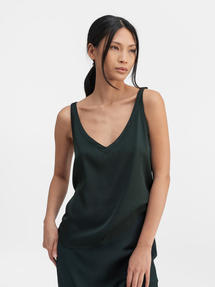 Ahlvar Shin Silk Tank Deep Forest