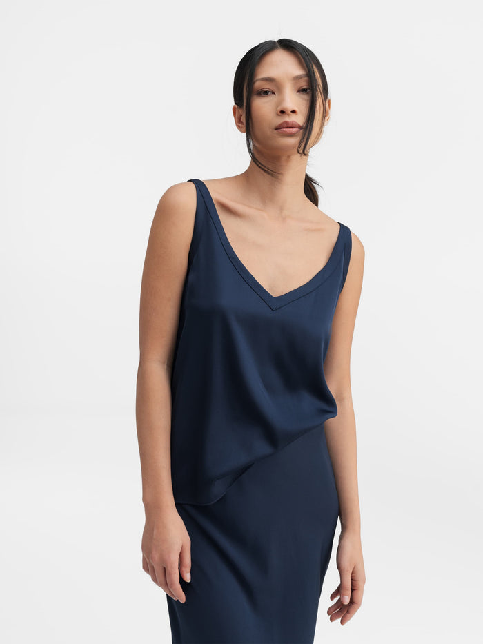 ahlvar Shin silk tank midnight blue